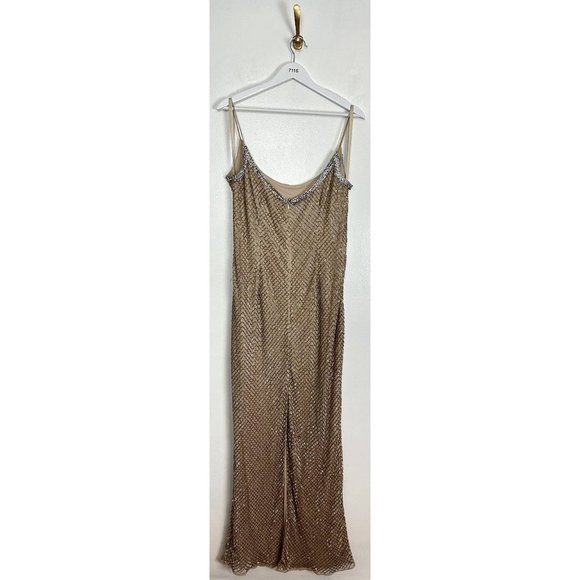 MAC DUGGAL Lattice Bead Sheath Gown in Nude Size US 10 - Picture 11 of 16